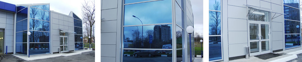 Остекление фасадов магазинов большими стеклопакетами Высоковск